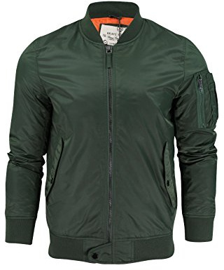BRAVE SOUL Men's Bomber Jacket Oslo MA1 Padded Retro Army