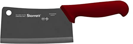 Starrett Chef's Cleaver Knife - BKR509-6 Wide Rectangular 6 (150mm) Professional Kitchen Knife Blade - Red Handle Ultra Sharp Vegetable & Meat Butcher Cleaver