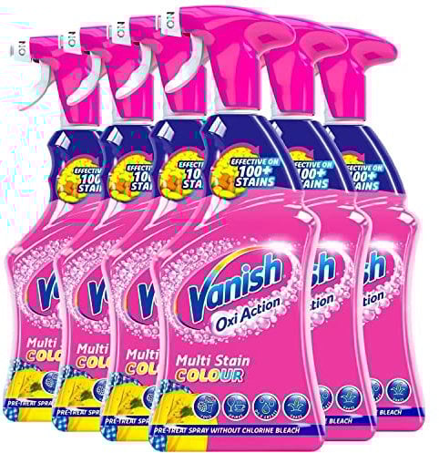 Vanish - Oxi Action - Multi Stain Spray for Couloured Garments and Fabrics | 500ml Each | Pack of 6 | 6 x 500ml | Pre-Treat Spray Without Chlorine Bleach