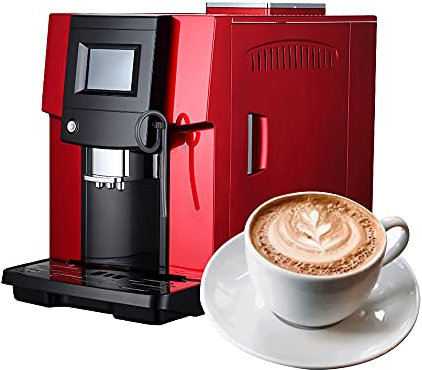 Automatic Coffee Center,200W Electric Espresso Machine, Smart Coffee Machine,Milk Frother,Stainless Steel Coffee Brewer,Grind and Brew Coffee Maker,With 3.5inch Smart Touch Screen,30 s/cup (Red)