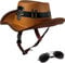 Retro Motorrad Halbhelm Sommer Damen Herren Western Cowboy Hut Roller Moped Helm Persönlichkeit Vintage Helm Mit Abnehmbarem Futter Geeignet DOT-Geprüft C,L(59-60cm)