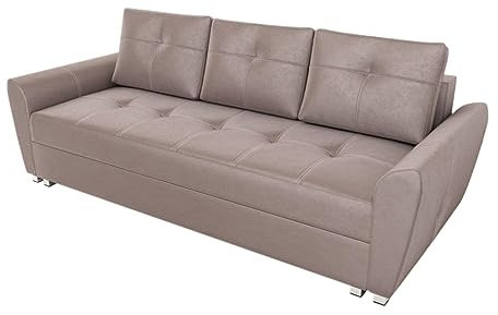 BROMARKT Schlafsofa SANSOL - Sofa mit Schlaffunktion und Bettkasten, Bettsofa, Couchgarnitur, Couch, Sofagarnitur, Bett (h86 x t99 x b238 cm, Kronos 27 Hellrosa)