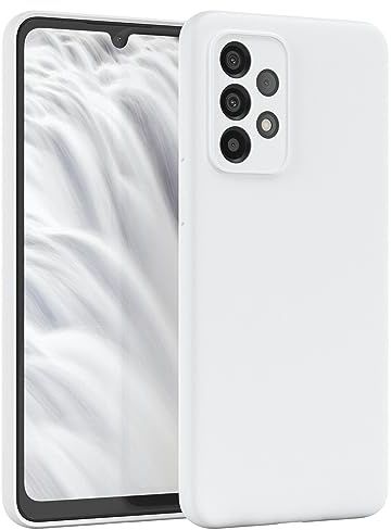 EAZY CASE Premium Silikon Handyhülle kompatibel mit Galaxy A33 5G Slimcover mit Kameraschutz und Innenfutter, Silikonhülle, Schutzhülle, Bumper, Handy Case, Hülle, Softcase, Weiß