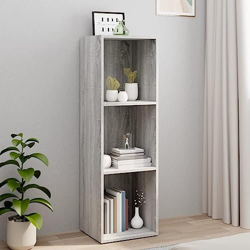 ZQQLVOO Raumteiler Regal Bücherregal Wand StandregalBücherschrank/TV-Schrank Grau Sonoma 36x30x114 cm Holzwerkstoff Geeignet für Schlafzimmer, Büro und Wohnzimmer