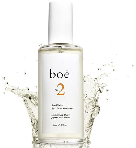 Boë No.2 Självbrunningsvatten – snabbtorkande, randfri spray för en naturligt utseende, jämn solbränna – återfuktar, förbättrar hudens elasticitet och jämnhet, 100 ml