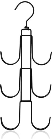 Natuce Ganci per Borse da Armadio, Appendi Borse da Armadio Salvaspazio con 6 Ganci, Porta Borse da Armadio Metal, Organizer Armadio da Appendere per Borse, Sciarpe, Cravatte, Cinture (Nero)