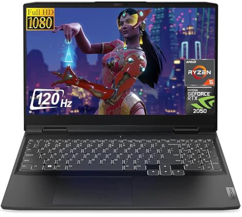 Lenovo IdeaPad Gaming 3 Laptop, 39.6 cm FHD IPS 120Hz, AMD Ryzen 5 7535HS (6 núcleos), hasta 4.55GHz, GeForce RTX 2050, 32GB DDR5 RAM, 2TB SSD, teclado retroiluminado, Wi-Fi 6, HDMI, Windows 11, EAT