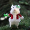 HshDUti Christmas Felt Mice Ornaments, Winter Xmas Wool White Mouse Hanging Decor, Felt Animal Crafts Woodland Cute Christmas Tree Wreath Decor for Home Party Supplies E