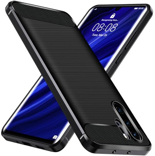 ivoler Silikon Hülle für Huawei P30 Pro/Huawei P30 Pro New Edition, [Militärischer Schutz] Stoßfest Handyhülle, Dünne Weiche Flexible TPU Kratzfest Schutzhülle Anti-Fingerabdruck Case Cover, Schwarz