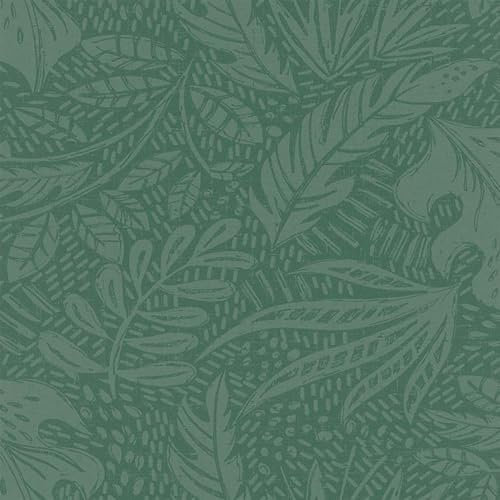 Foliage Leaves Emerald Green Wallpaper - Floral Botanical Tropical - Modern Contemporary Paste The Wall