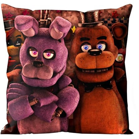 Mifeiwukawa FNAF Kissenbezug, dekorativer Kissenbezug, doppelseitig, Bär, quadratisch, 45 x 45 cm (4, 45 x 45 cm)
