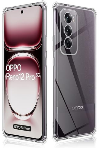 Haofun Cover per OPPO Reno 12 Pro 5G, Custodia per Assorbimento degli Urti con Paraurti in TPU Morbido, Sottile Morbida in Silicone TPU Protettiva Case Protezione Fotocamera, Trasparente