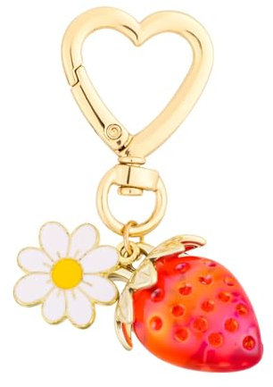 PEUTIER Niedlicher Erdbeer Schlüsselanhänger, Herz Erdbeer Gänseblümchen Schlüsselanhänger Gänseblümchen-Schlüsselanhänger Taschenanhänger Accessoires für Mädchen und Frauen Geldbeutel Geschenk