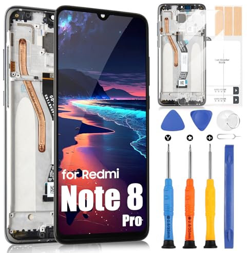 Pantalla LCD para Xiaomi Redmi Note 8 Pro Display para Redmi Note 8 Pro Reemplazo Pantalla Táctil Digitazer Assembly con Kit de reparación (Single-Sim + Negro con marco, no para Redmi Note 8)