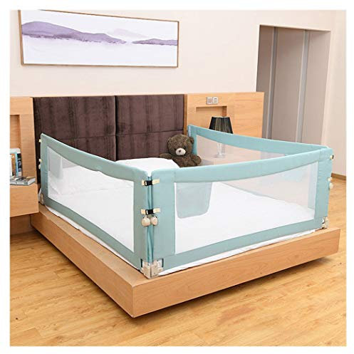 Bettgitter, bruchsicher, Bettschutzgitter, zusammenklappbar, für Kinder, 0–18 Monate (Farbe: Blau, Größe: 180 cm – 1 Stück)