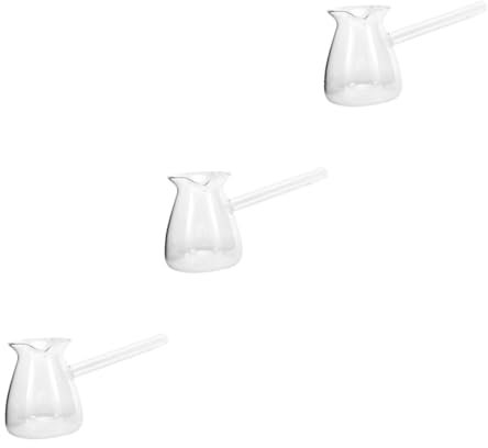 Amosfun 3 Piezas Cafetera de cristal transparente. dispensador de salsa taza de jarra de leche Taza de jarra de cristal tazas de espresso tazas medidoras titular de cartón de leche
