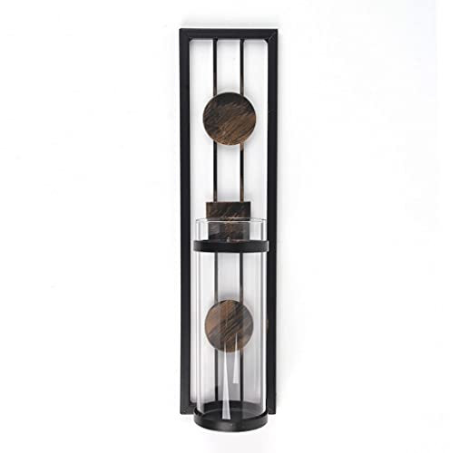 Candelabro Porta di candele in ferro battuto nero con tubo di vetro Porta di candele appeso adatto alla sala da pranzo camera da letto soggiorno Candeliere