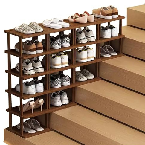 Gaoxianglin Zapatero Escalera Vertical Estrecho, Estante De Zapatos De Bambú, Zapatero Entrada Recibidor Ahorro de Espacio Robusto y Elegante, para Pasillos Entrada del Dormitorio(Size:6+5+4+3 Tier)
