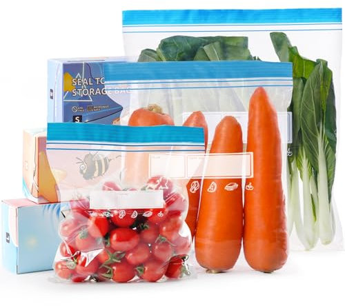 Adtefon Freezer Bags, 70 Pcs Food Storage Reusable Sandwich 3 Sizes Food Bags for Vegetables, Fruits, Meat, Grains