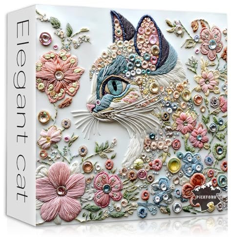 Unmögliche Katzenpuzzles für Erwachsene, 1000 Teile, PICKFORU Kätzchen-Blumenpuzzle, einzigartige Kunst, Schönheitstier, Kätzchen, Katze, Puzzle, Blumen, bunt, hart, herausforderndes Puzzle