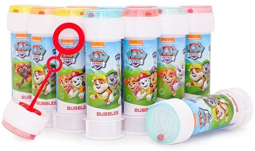 Toyland® 12er-Pack Paw Patrol Seifenblasen mit Zauberstäben, 60 ml Lösung und neuartigem Labyrinthdeckel - Taschengeld und Partytütenspielzeug