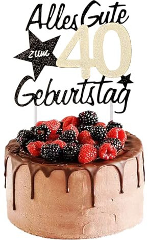 Tortendeko 40 Geburtstag Männer Frauen, 40 Geburtstag Alles Gute zum, 40th Birthday Cake Topper Kuchen Topper Kuchendeko, Happy 40th Birthday Kuchendeko, Gold Schwarz Frauen Männer