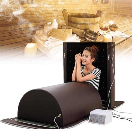 Infrared Sauna Dome, Zero EMF Technology, 360° Far Infrared Therapy, Professional Single Infrared Person Sauna, Germanium, Tourmaline, Bian, Jade Energy Stones,Brown
