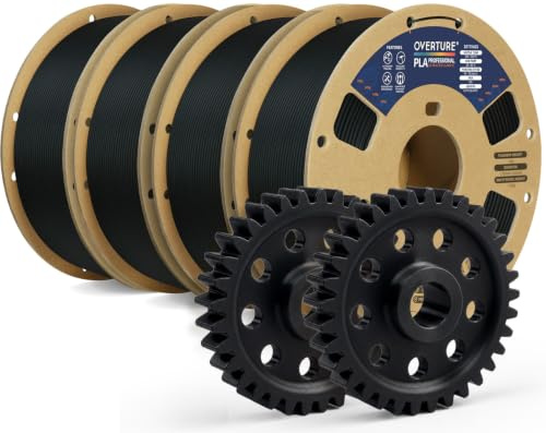 OVERTURE 4KG Bundle PLA Plus (PLA+) 3D Printer Filament 1.75mm, Black*4 | Stronger & More Durable, 4X Tougher Than Basic PLA, High Quality for Prints, Fits Most FDM Printers (Black*4)