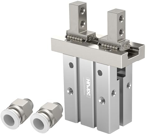 HNJPC Pneumatische Parallelgreifer Klaue, 6mm Bohrung mit Magnet, Mini Pneumatische Greifer Fingerluftzylinder (MHZ2-6D)