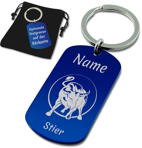 SanJuve Schlüsselanhänger Sternzeichen mit Gravur personalisiert (Stier)