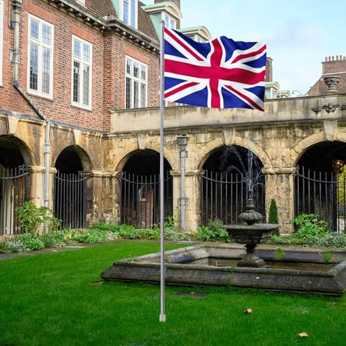 SAILUN 20FT Aluminium Flagpole Set - Includes Flag, Ground Sleeve, Pull Rope, Locking Hook & End Cap - 5 Adjustable Heights
