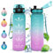 Vikastar Botella Agua, 500ml, Botella de Agua Deportiva, Botella con Filtro de Agua, Libre de BPA, Botella de Agua, Cantimplora para Deportes, Fitness, Yoga, Verde-Rosa