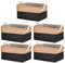 SOALSUIS 5 Pack Storage Baskets for Shelves with Cotton Rope Handles, Foldable Fabric Canvas Material Storage Boxes Organiser for Clothes, Toys, Office Product (Black, 30x20x15 cm)