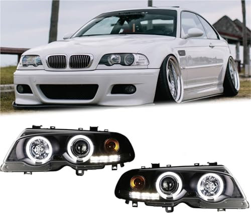 Gruppo Fari Anteriori Assy Gruppo Fari LED DRL Per Auto, Lente Proiettore Di Aggiornamento Per BMW Serie 3 Per M3 E46 2 Porte 1998 1999 2000 2001 2002 2003 2004 2005(1998-2002 1 pair)