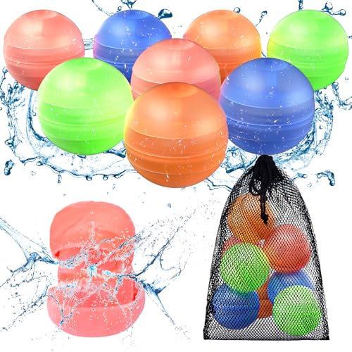 CloudValley Globos de Agua Reutilizables para Niños y Adultos, 8 Globos de agua hinchables rápidos de silicona de colores, Juguetes para Piscina, Playa, Cumpleaños y Actividades Juegos al Aire Libre