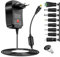 12W Adaptador de Corriente Universal 3V 4.5V 5V 6V 7.5V 9V 12V Cargador de Fuente de alimentación transformadora con 8 Puntas CC para Routers Inalámbricos, Gatos HUB Interruptor Fuente Tableta