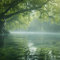TRIOSK Sichtschutz Garten Dekoration Plane groß mit Motiv Zauber Baum Wasser Nebel Fluss Motivbanner Blickdicht für Terrasse Zaun Gartenzaun Gartenposter PVC Zaunblende 600x200 cm