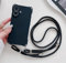 PYYLTTP Umhängekette mit Umhängeband, flüssige Silikonhülle für iPhone 16 15 13 11 12 14 Pro Max Plus, weiches Candy-Band, weiche Hülle (für iPhone 16Pro/Schwarz)