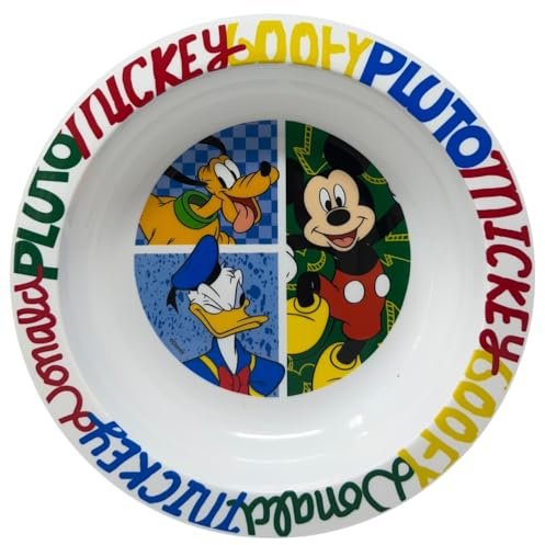 CARTOON Piatto fondo in plastica riutilizzabile BPA free stoviglie per bambini adatte al microonde (Topolino 1)