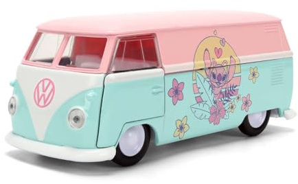 Jada STITCH ANGEL 1961 VOLKSWAGEN BUS 1:32 scale model vehicle to collect, play and display, suitable for gift, party favors, Christmas and birthdays