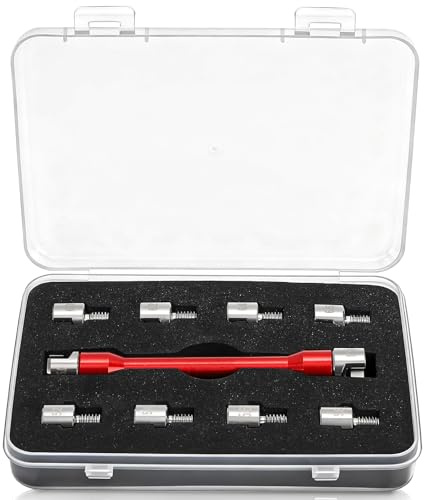 Acshio Motorcycle Spoke Wrench, 10 Size Interchangeable Ends
