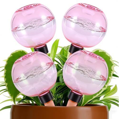 4 Stück 500ml Bewässerungskugeln Rosa Automatische Pflanzen Bewässerung | Wasserspender Pflanzen zur Automatischen Bewässerung von Zimmer und Gartenpflanzen