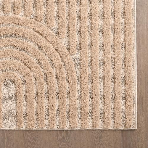 KADIMA DESIGN Designteppich 3D-Effekt Skandinavischer Boho Flauschig Gemütlich Waschbar Langlebig Strapazierfähig Rund Rosa 80x80 cm Schlafzimmer Wohnzimmer Oeko-TEX Fußbodenheizung | RIGI