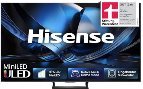 Hisense 65U7DSE Fernseher 65 Zoll, 4K UHD, Hi-QLED Mini LED, Smart TV, 144Hz, Hi-View AI Engine, IMAX Enhanced, AI Lichtsensor, Dolby Vision.Atmos, Tuned by DeVialet, FreeSync Premium Pro [2026]