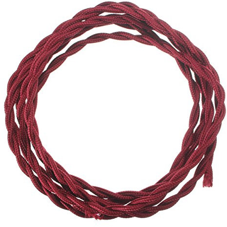 MASUNN 3M Vintage 2 Core Twist Intrecciato Tessuto Cavo di Illuminazione Elettrica Cavo-Rosso Porpora