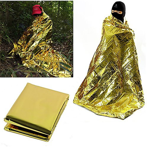 Brüssel08 Wasserdichte Erste-Hilfe-Notfall-Thermo-Outdoor-Survival-Decke für Camping, Outdoor, Wandern, Abenteuer, Gold, m