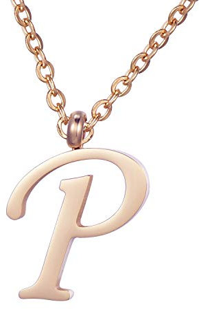 Morella Damen Halskette mit Buchstabe P Anhänger Edelstahl Rosegold in Schmuckbeutel