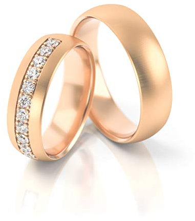 JC GOLD Trauringe - Rotgold Eheringe inklusive Steine und Gravur im Paarpreis PL071 (8 Karat (333) Rotgold)