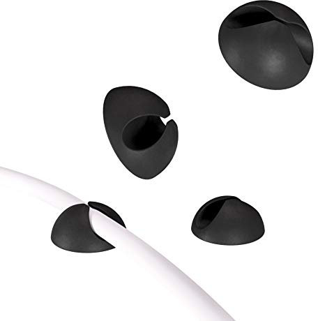 tizi Knubbi Onesie: 4 schwarze Kabel-Organizer, selbstklebend. Hält 1 Kabel. Kabel-Organizer für Schreibtisch, Büro und Zuhause