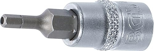 BGS 5156-3 | Bit-Einsatz | Innensechskant mit Bohrung 3 mm | Antrieb Innenvierkant 6,3 mm (1/4) | Länge 38 mm | Chrom-Vanadium-Stahl | verchromt, matt | mit Rändelung